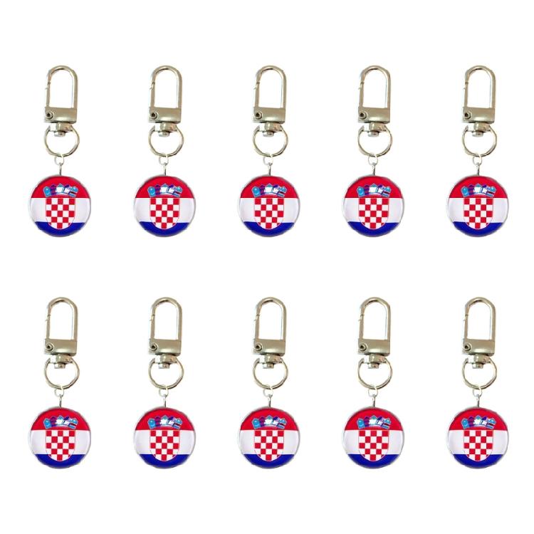 10PCS/Lot Trend Football Keychains Feature Bright Country Flags Rustproof Alloy And Glass Backpacks Decoration