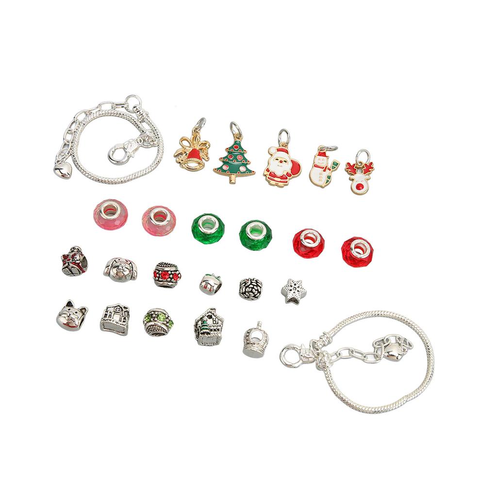 Weihnachts-Countdown-Armband Blind Box 22 Perlen 2 Ketten DIY Schmuckherstellungs-Set Geschenk für Kinder