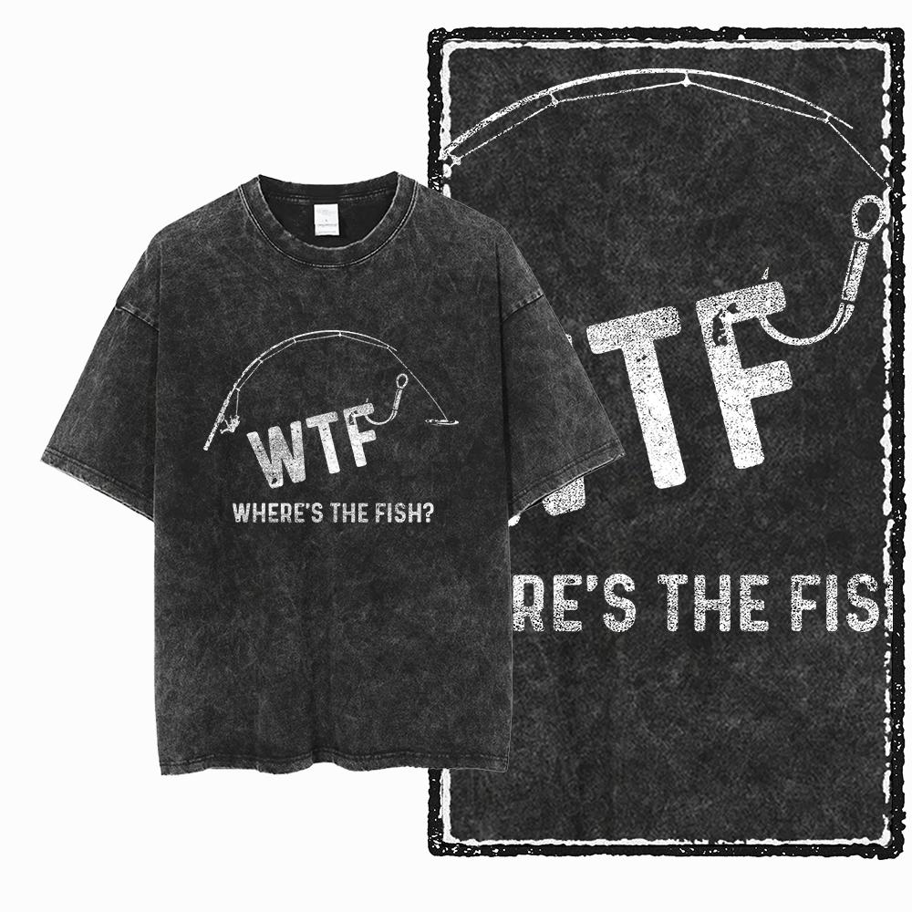 YB FISHING THEME Printed Cotton Acid Washed Exclusive Graphic Unisex T Shirt Cool Streetwear Men Tshirts Big Size Tee for Men