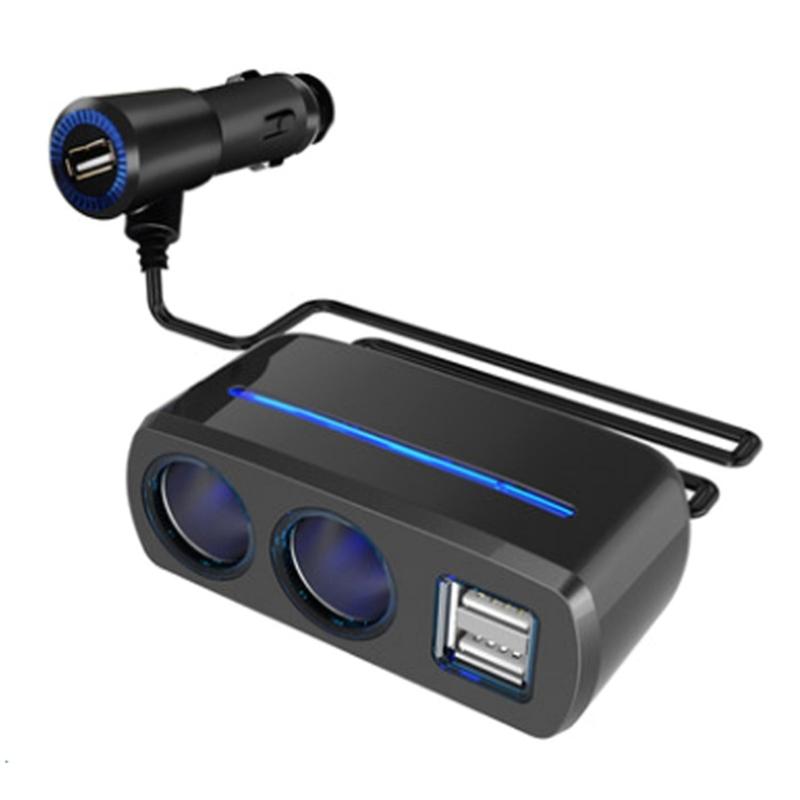 12V/24V Vehicles Lighter Socket Splitter Multiple Device Charging Car Accessory with 2 USB Interfaces Totally 3A Output