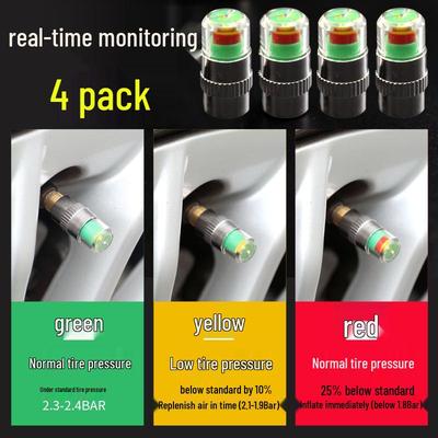 Tappi di Avviso Pressione Pneumatici - Set di Monitoraggio da 4 Pezzi per Pneumatici Auto