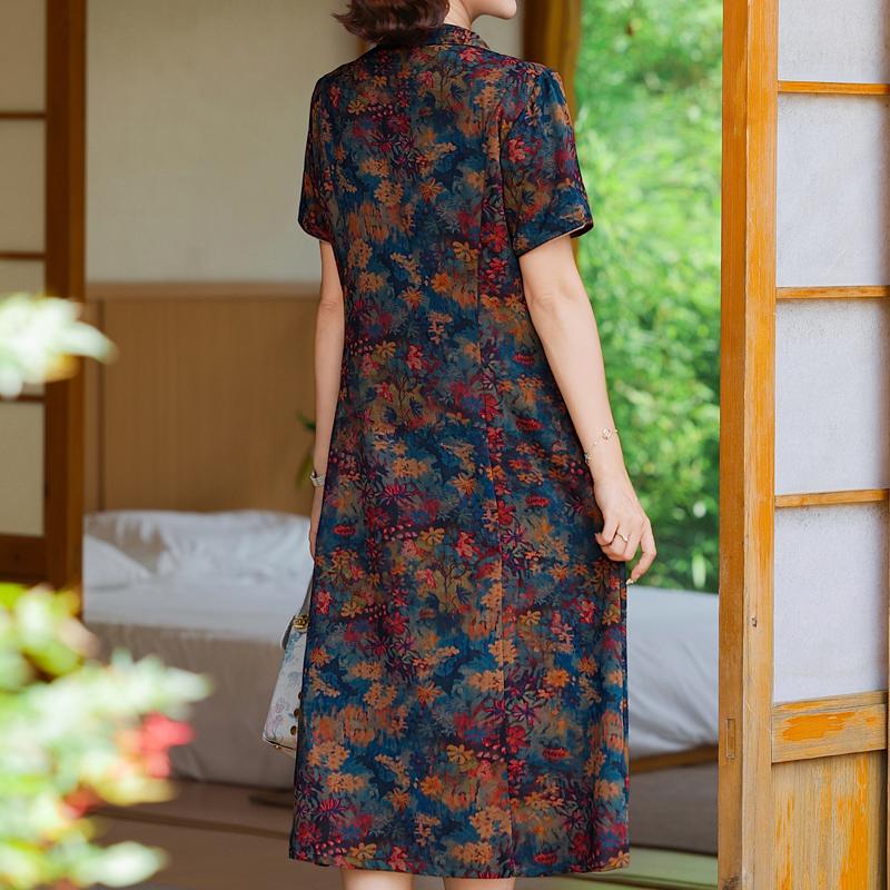 Elegantes Kleid für Damen Vintage Kleidung Übergröße Lässig Kurzarm Sommer Langes Kleid