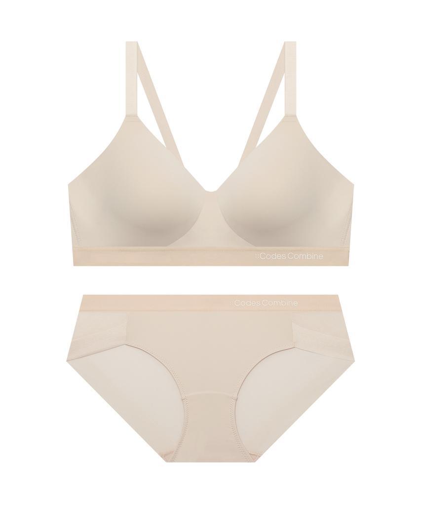 Kodejeukeombainineoweeo Comfort Shellon Wireless Bra And Panty Set_Misty Rose