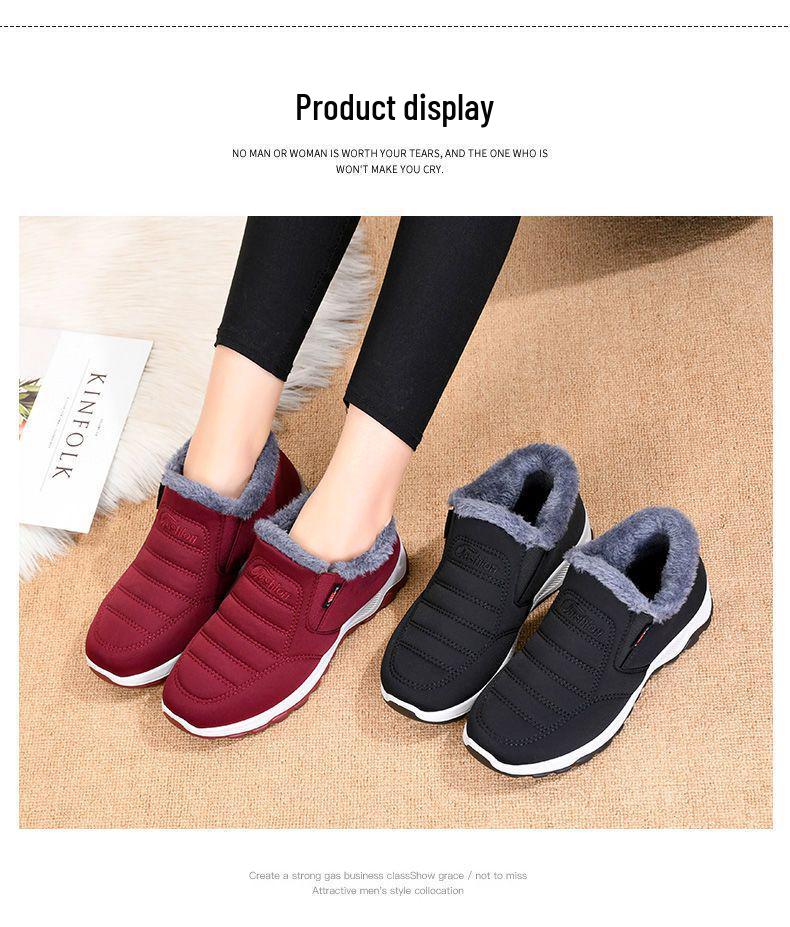 Women's Waterproof Non-slip Winter Boots - Warm Velvet-lined, Flat Bottom, Mid-Aged & Short