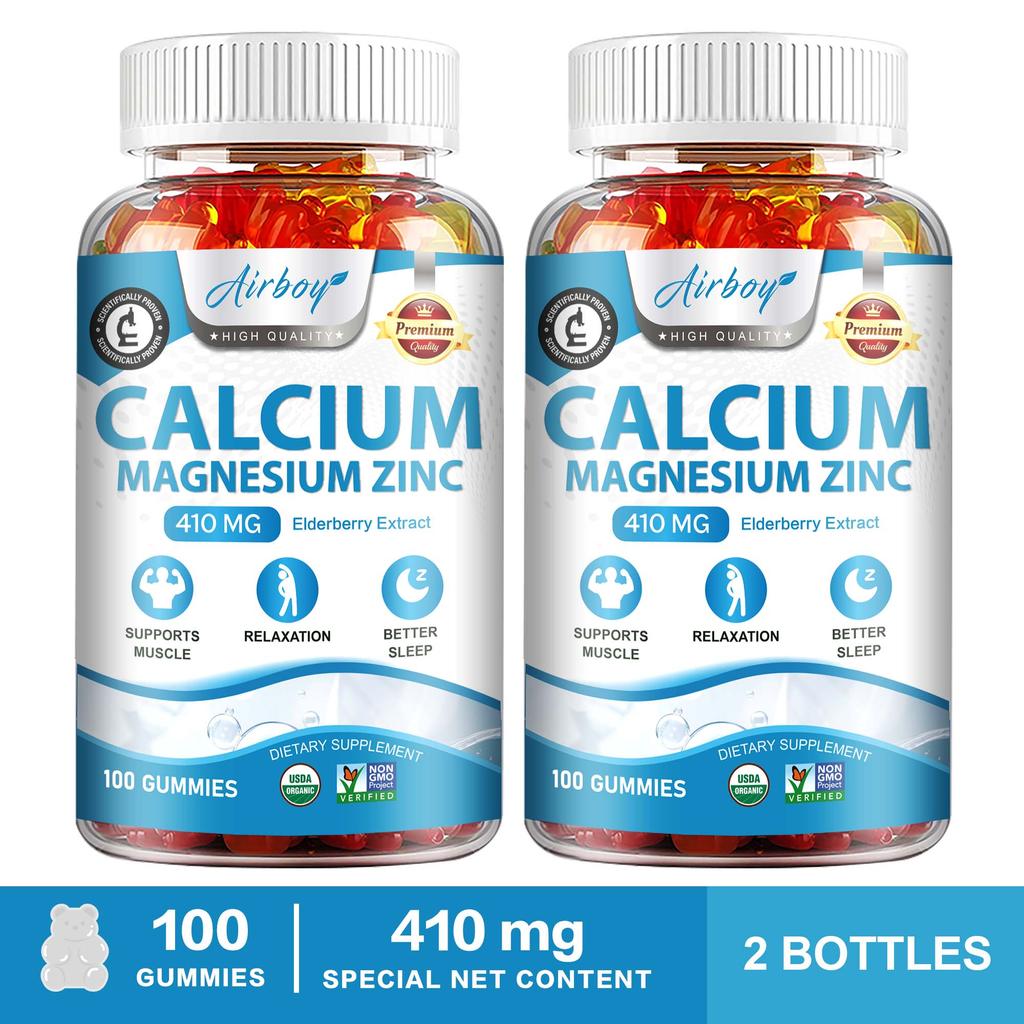 Calcium, Magnesium & Zink Gemengde Gummies, 410 mg, Immuunondersteuning, Geschikt voor Mannen en Vrouwen