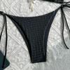2025 Europäischer & Amerikanischer Damen Sexy Rückenfreier Träger Bikini in Unifarbe