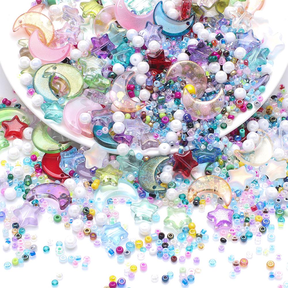 Star Moon Light Bead & Seed Bead DIY Jewelry Set for Earrings, Bracelets & Necklaces