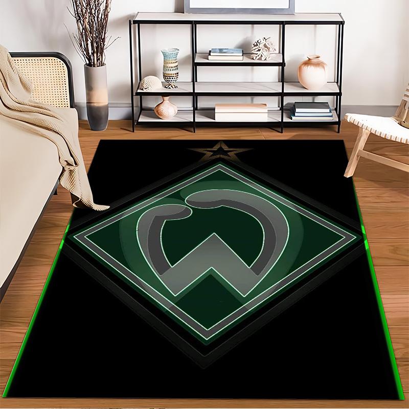 Black & Green Geometric Designed floor mat, suitable as a non-slip mat for the living room or bedroom sofa