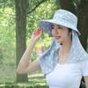 Neckline Mask Women Sun Hat Leaf Print Tea Picking Hat Lightweight Cover Face Cap  Sun Protection