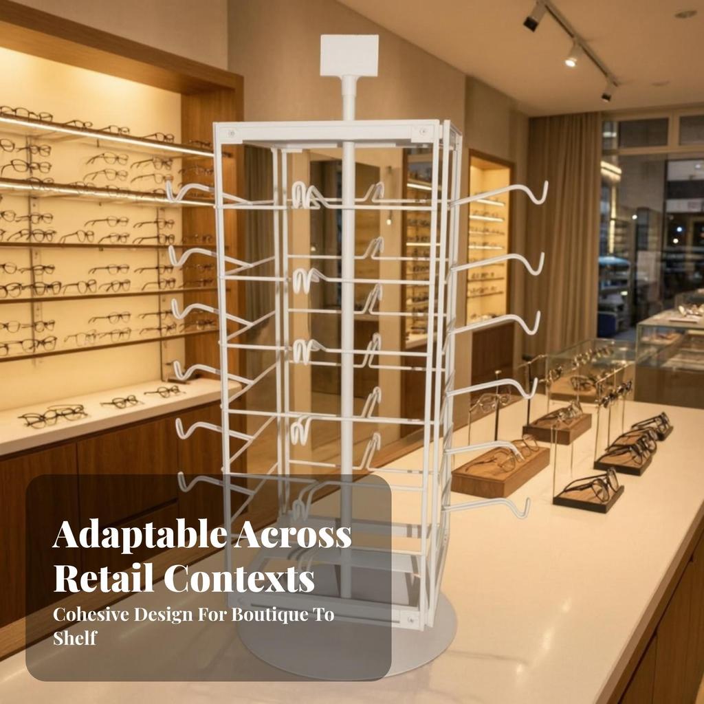 Powder-Coated Rotating Eyeglass Display Rack Compact Easy