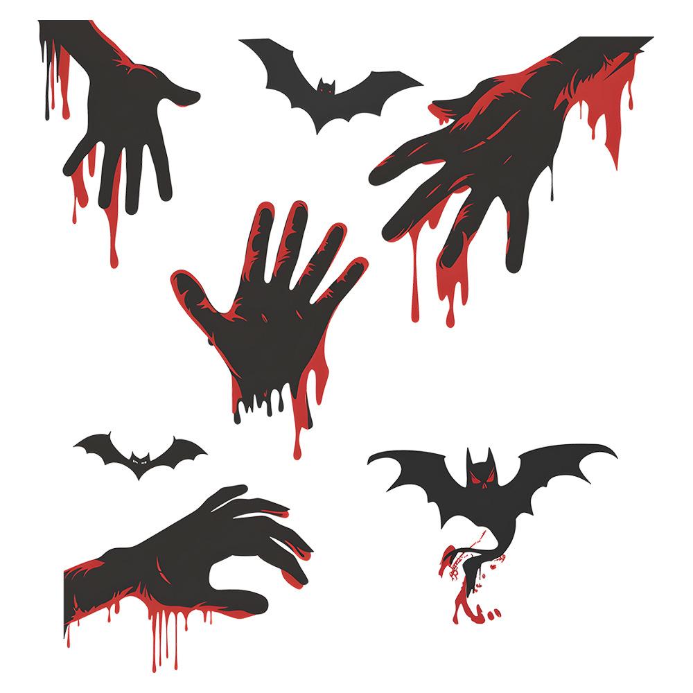 Fun-m187 Halloween Bat Blood Handprint Bathroom Bathroom Ambience Decorative Toilet Sticker