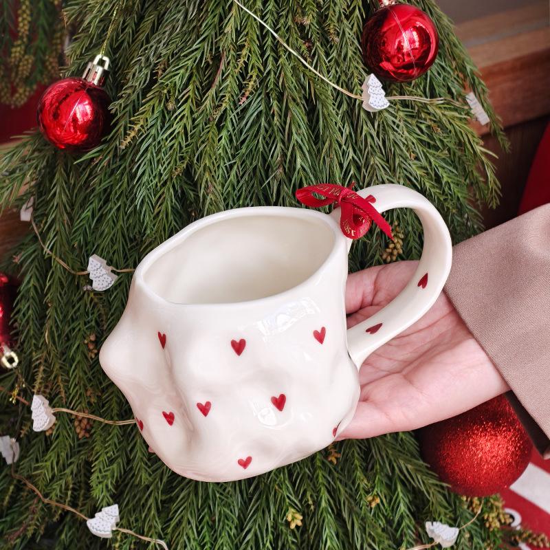 

Cute large capacity underglaze red love ceramic cup creative mug water cup Christmas Valentine s Day gift 500ml
