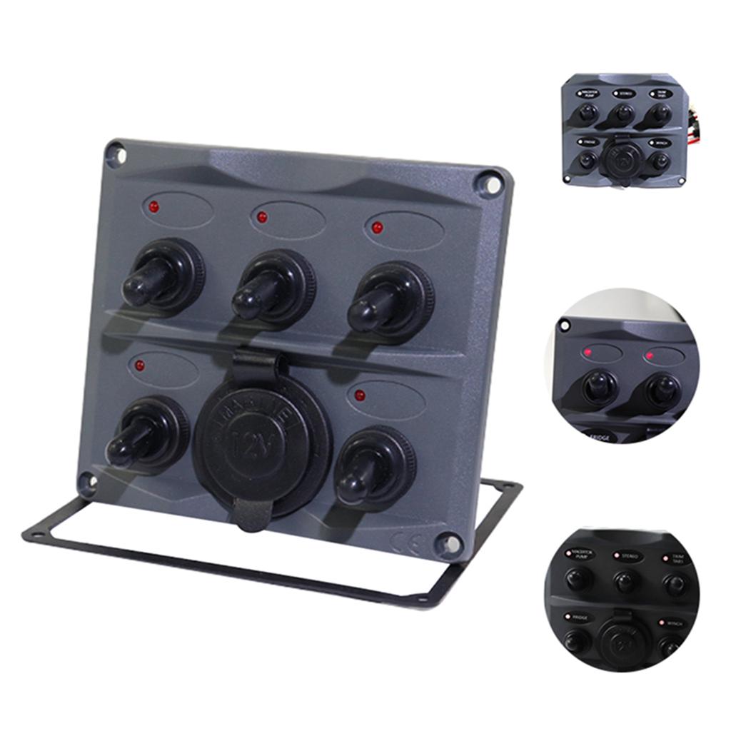 2019 New 12V/24V Car RV Yacht Conversion Panel 5 Sets of ON-OFF Shaker Switch Panel Power Base Car Accessories Switches Relays