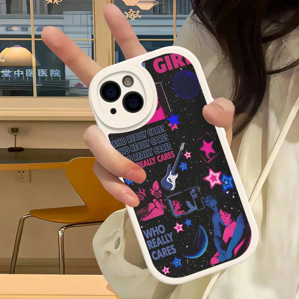 Pink Blue TV Girl Phone Case For IPhone 16 15 14 13 12 11 Pro Max Plus Soft Leather Cover