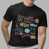 Colorful Hello In Different Languages Graphic Black Unisex T-Shirt Casual Top