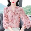 Stylish High End Loose Blouse Long Sleeve Chiffon Top Trendy and Elegant for Autumn Spring Versatile Tummy Cover