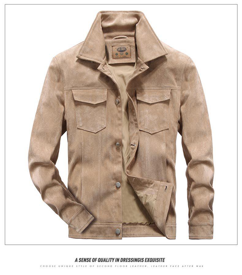 Men's Retro Suede Plush Jacket - Spring/Autumn Thin Workwear Style 1859