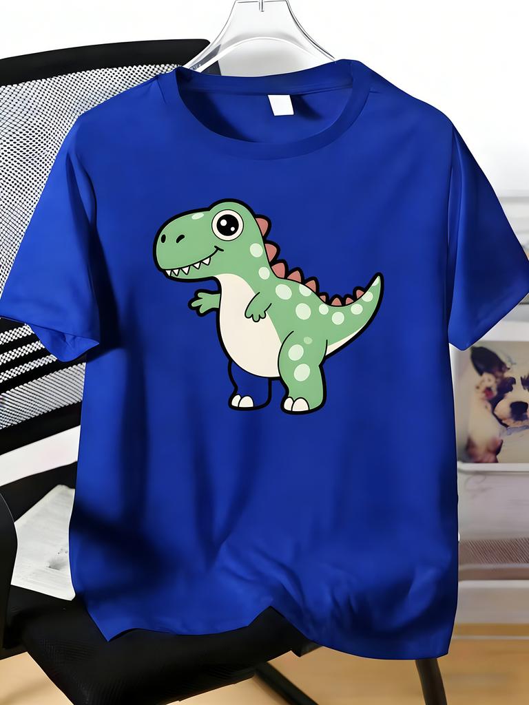 Unisexs Tee Lovely Green Spotted Cartoon Dinosaur Print Cotton Short Sleeve Male Casual Streetwear Outdoor Daily Basic Fashion Top
