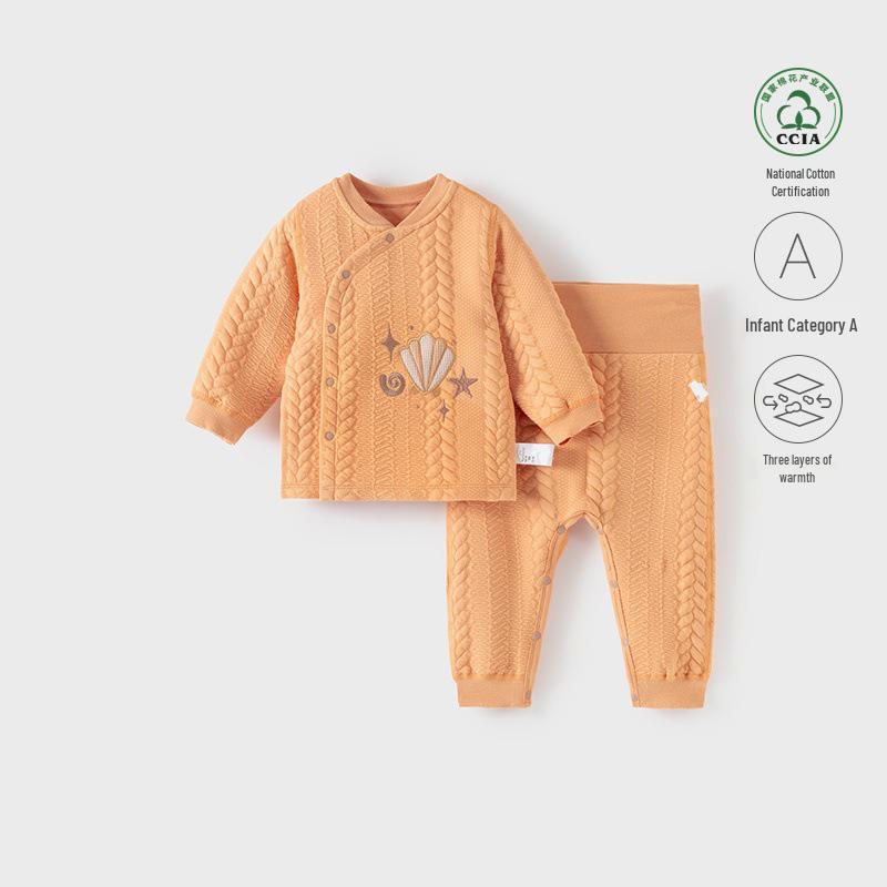 

Baby High-Waist Warm Two-Piece Underwear Set for Boys & Girls - Autumn/Winter Style 80 cm оранжевый