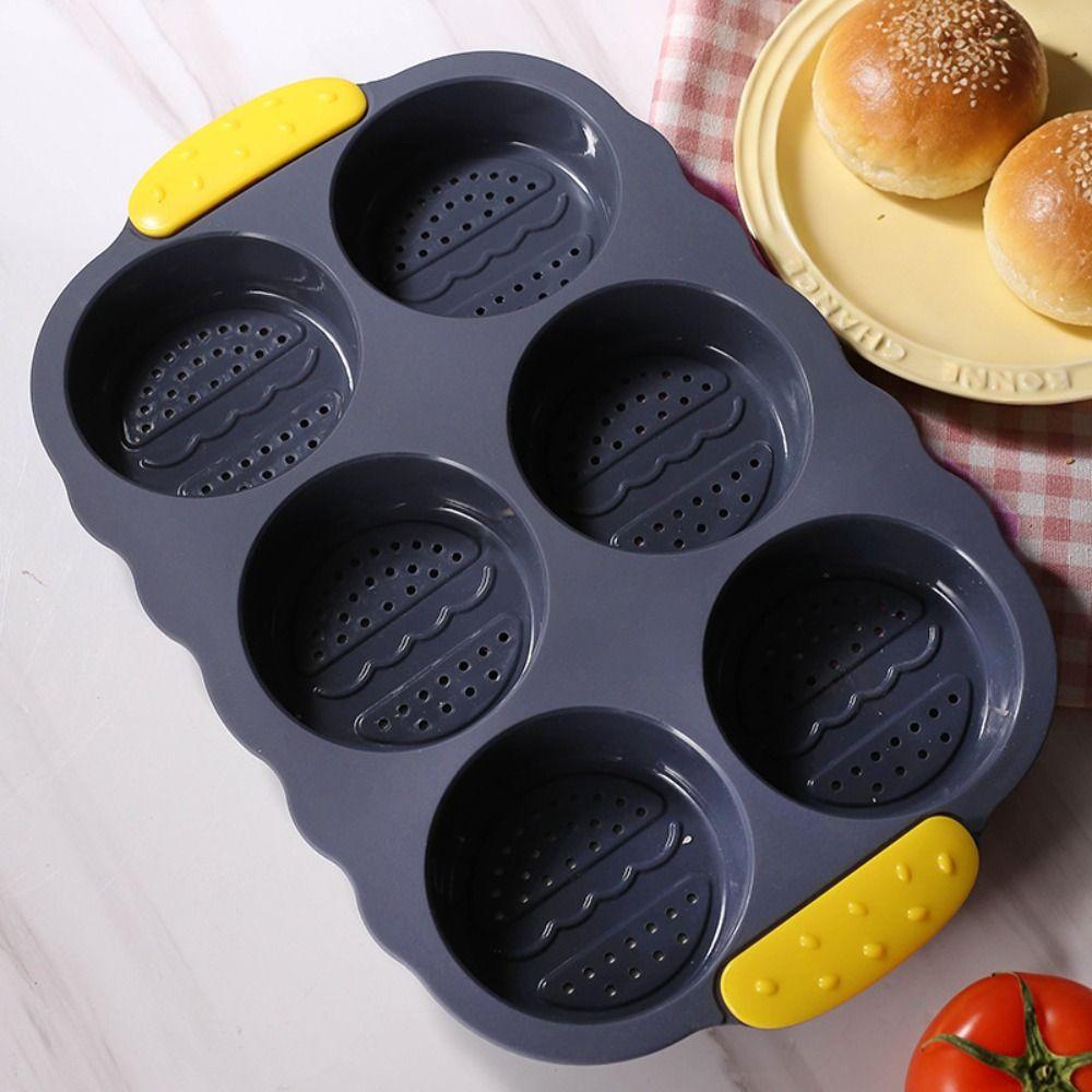 Heat Resistant Hamburger Bun Mold Non-stick Burger Bun Maker Soft Bread Loaf Pan  Household
