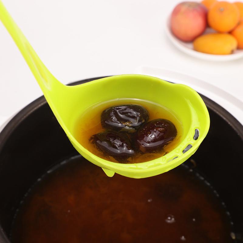 Food Grade PP Plastic Solid Color Strainerable Spoon Creative Swan Style Long Handle Big Soup Spoon Kitchen Tableware