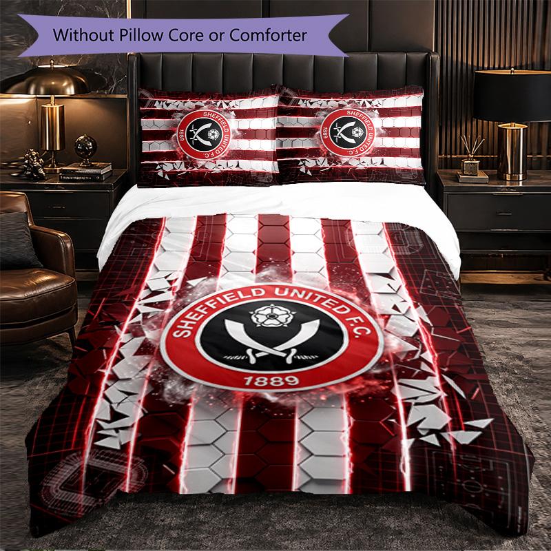 Set Biancheria da Letto Sheffield United Football 3 Pezzi Morbido Set Copripiumino con Federe Set Decorazione Camera da Letto per la Casa