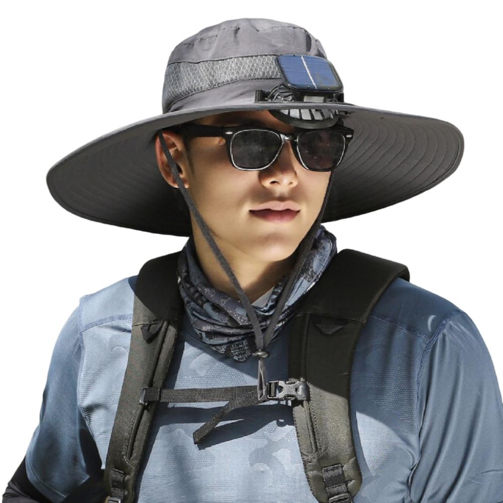 Strong Wind Sun Hat with Fan UV Protection Fishing Bucket Hat Convenient Solar Fan Hat  Sport