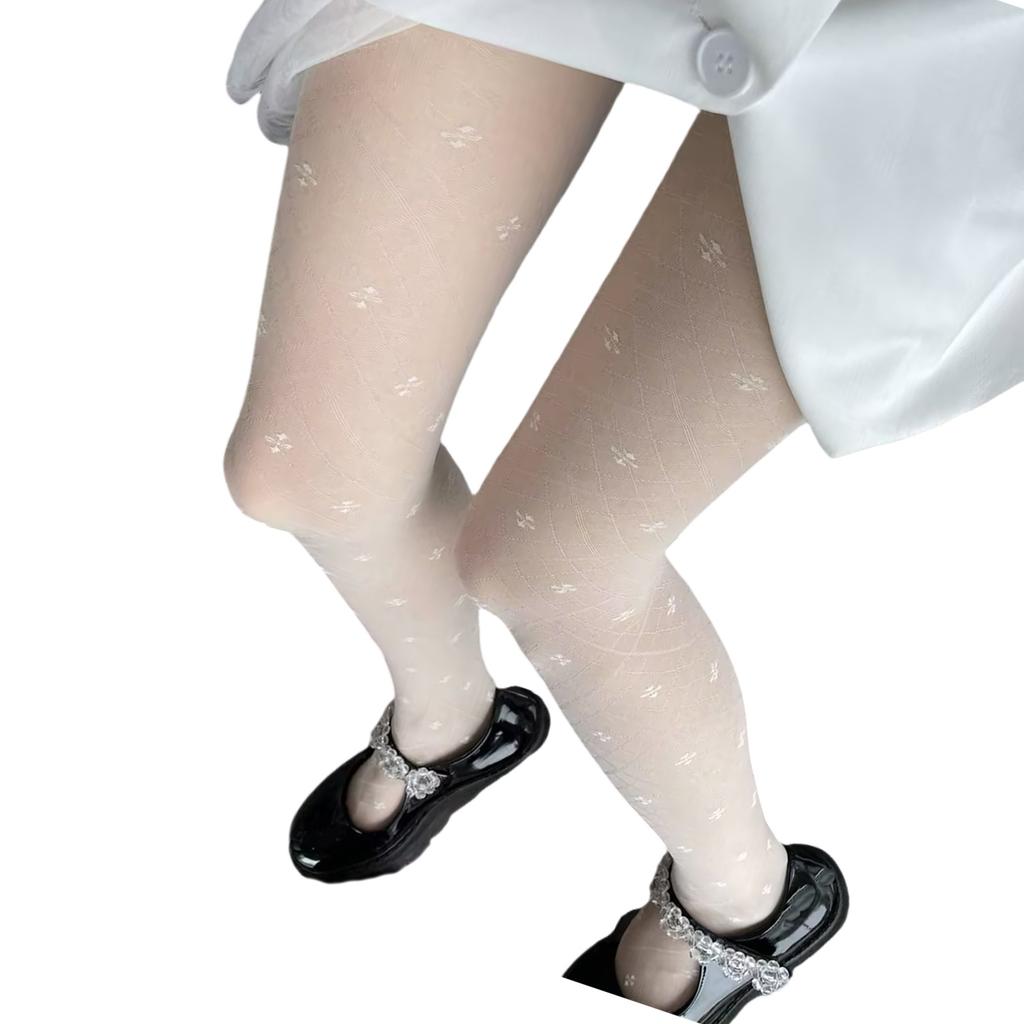 Feminine Stretch Pantyhose with Four Leaf Motifs Lightweight Thin Sheer Mesh Tights Stockings For Women Hosiery