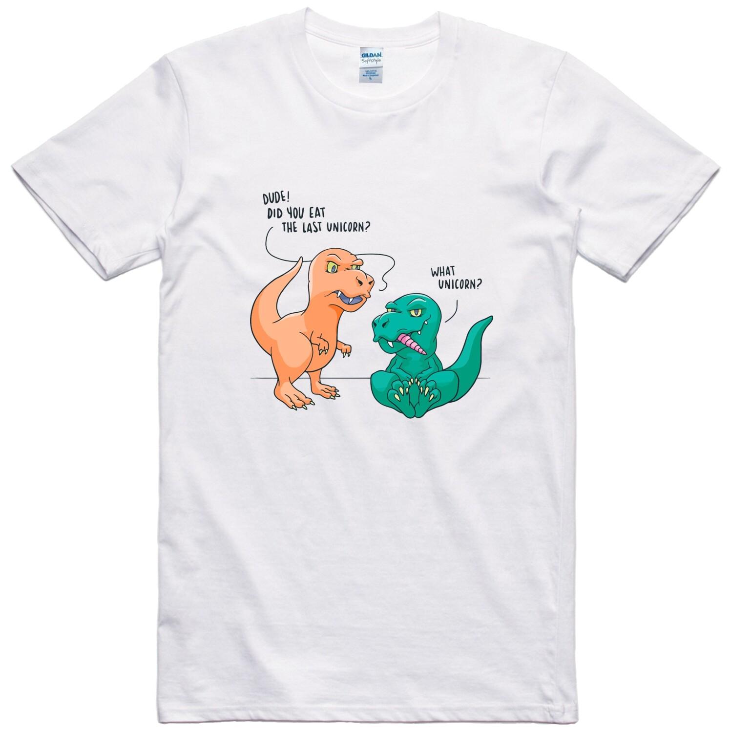 Unicorn Funny Mens Dinosaur T Shirt Design Regular Fit Cotton Tee S