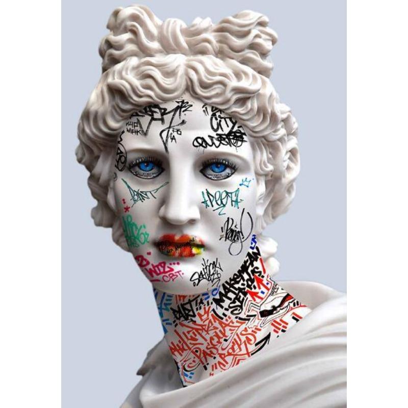 Famous Painting Funny David Portrait Sculpture Canvas Paingtings Wall Art Living Room Bedroom Mural Decorative Poster and Prints
