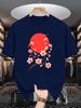 Unisex Yellow Tee Oriental Plum Blossom Floral Sun Graphic Print Crew Neck Short Sleeve Summer Casual Male Cotton Street Top