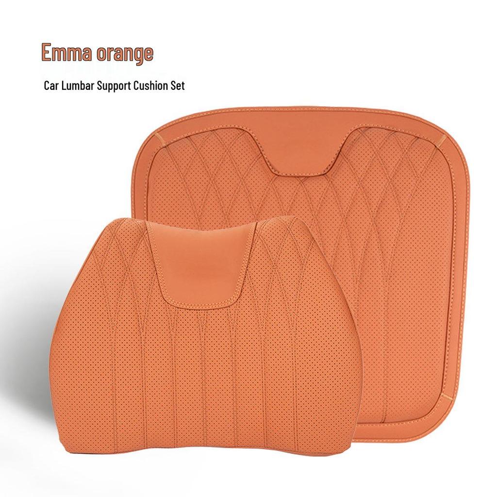 Poduszka lędźwiowa do samochodu ze skóry nappa - Uniwersalna poduszka na siedzenie z pianki memory na wszystkie pory roku