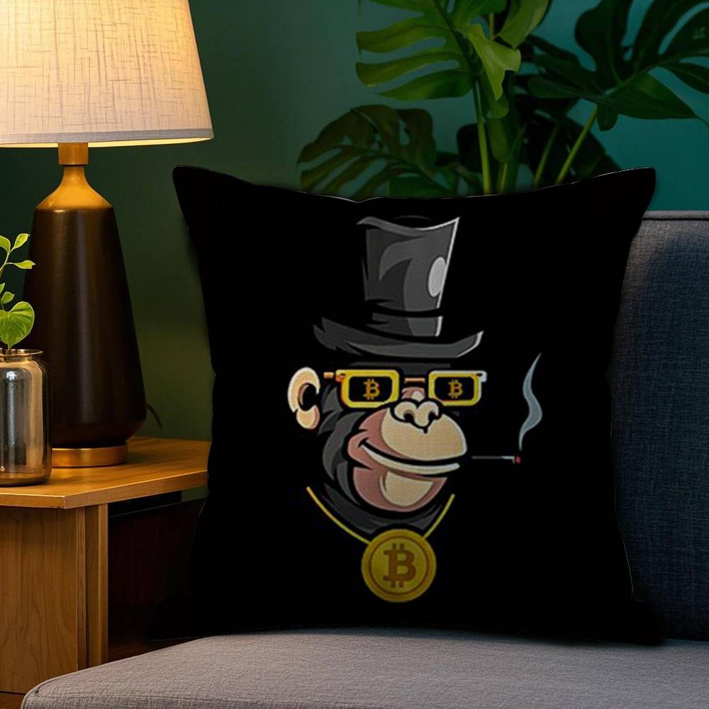 Bitcoin Cryptocurrency Btc Pillow Case Plush Fabric Soft Double Sided Print Home Sofa High Quality Cushion Cover Throw