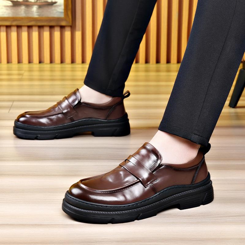 Fashion Increase Platform Shoes for Men Fashion Casual Spring Autumn New Designer British Scratch Prints Business Leather Shoes Man