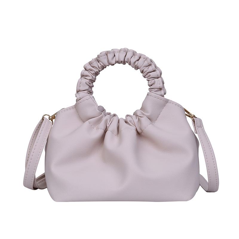 

2025 лето новая свежая литературная женская сумка однотонная сумка-мессенджер мятая текстура портативная сумка через плечо женская