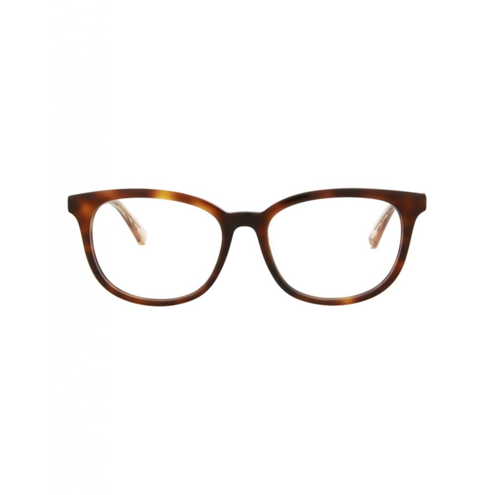

McQ Alexander McQueen Round Frame Acetate Optical Frames havana orange transparent