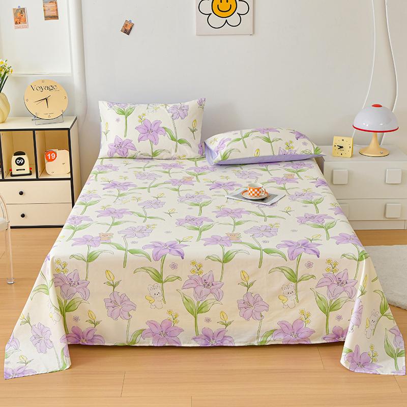1pc 100% Cotton Flat Bedsheet Cartoon Style Bed Linen Print Bedsheet Skin-friendly Flat Sheets Drap De Lit (No Pillowcase)