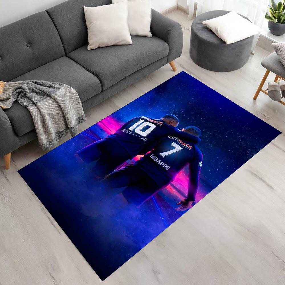 Star Player Kylian Mbappé Floor Mat Design for Dining Room Bedrooms Entryway Hallway Anti-slip Rug Anime Office Decor