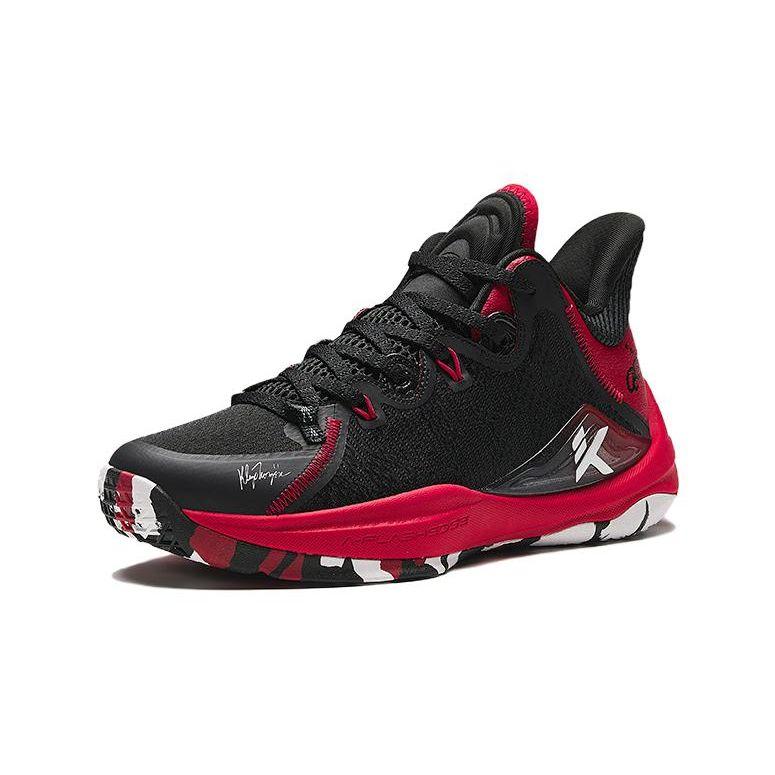 Anta Chaussures de basket montantes pour enfants en tissu confortables absorbant les chocs durables Chaussures de basket pour enfants Noir Rouge 312411110-1