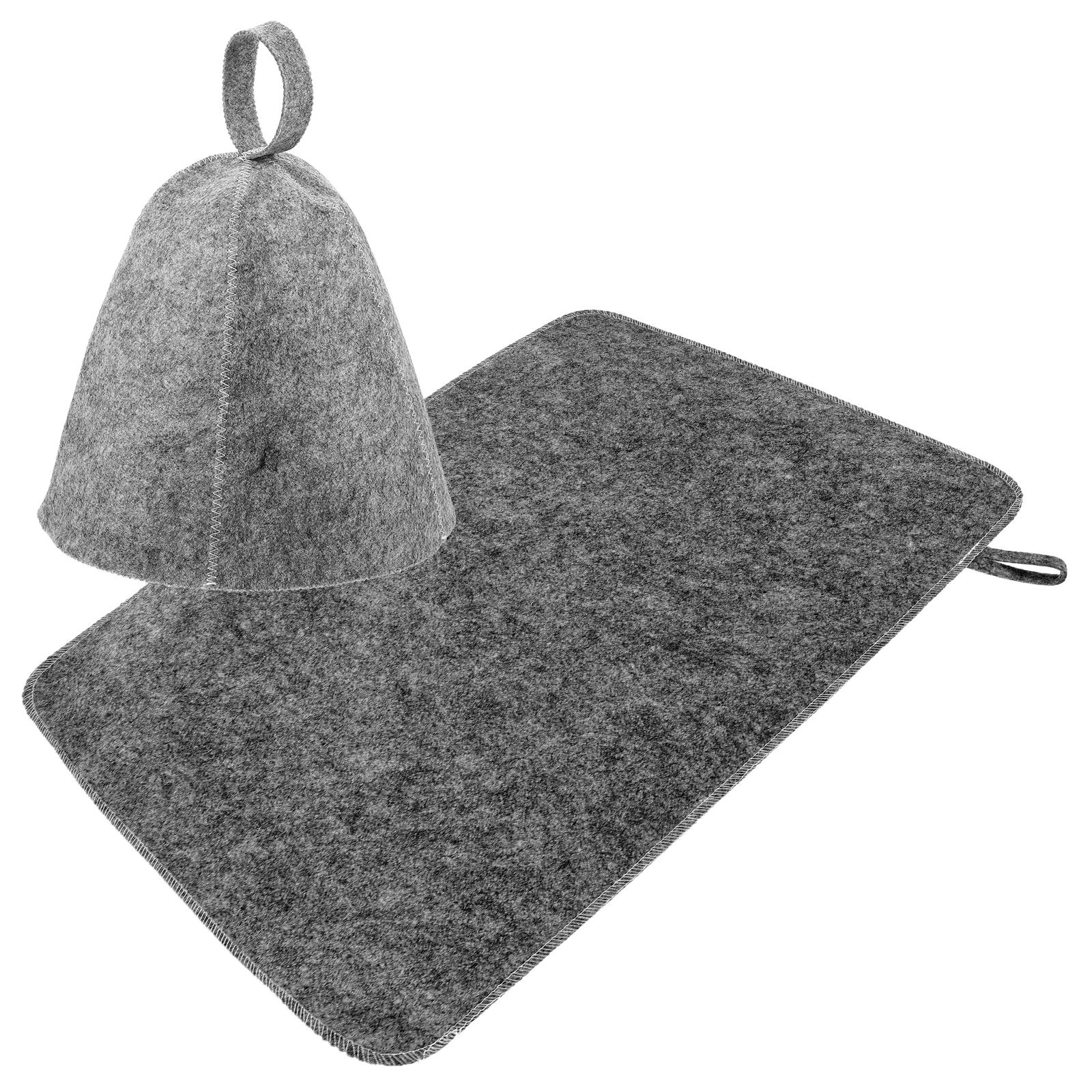 

1 set Thickened Felt Sauna Hat Pad Sauna Cap Bathing Hats Bathroom Accessories Gray Set With Cushion Spa Sauna Supplies