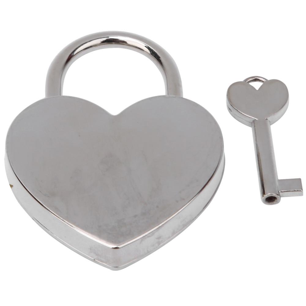 1pcs Wishing Lock Vintage Style Heart Padlock Gold Tone Heart Shaped Love Lock Metal Padlock Craft Supplies серебряный