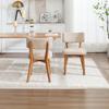 Modern Mid-Century Style Dining Chair Set of 2, Solid Wood Legs Fabric Padded Seat for Kitchen, Dining Room or Office (Khaki-colored Linen Fabric)