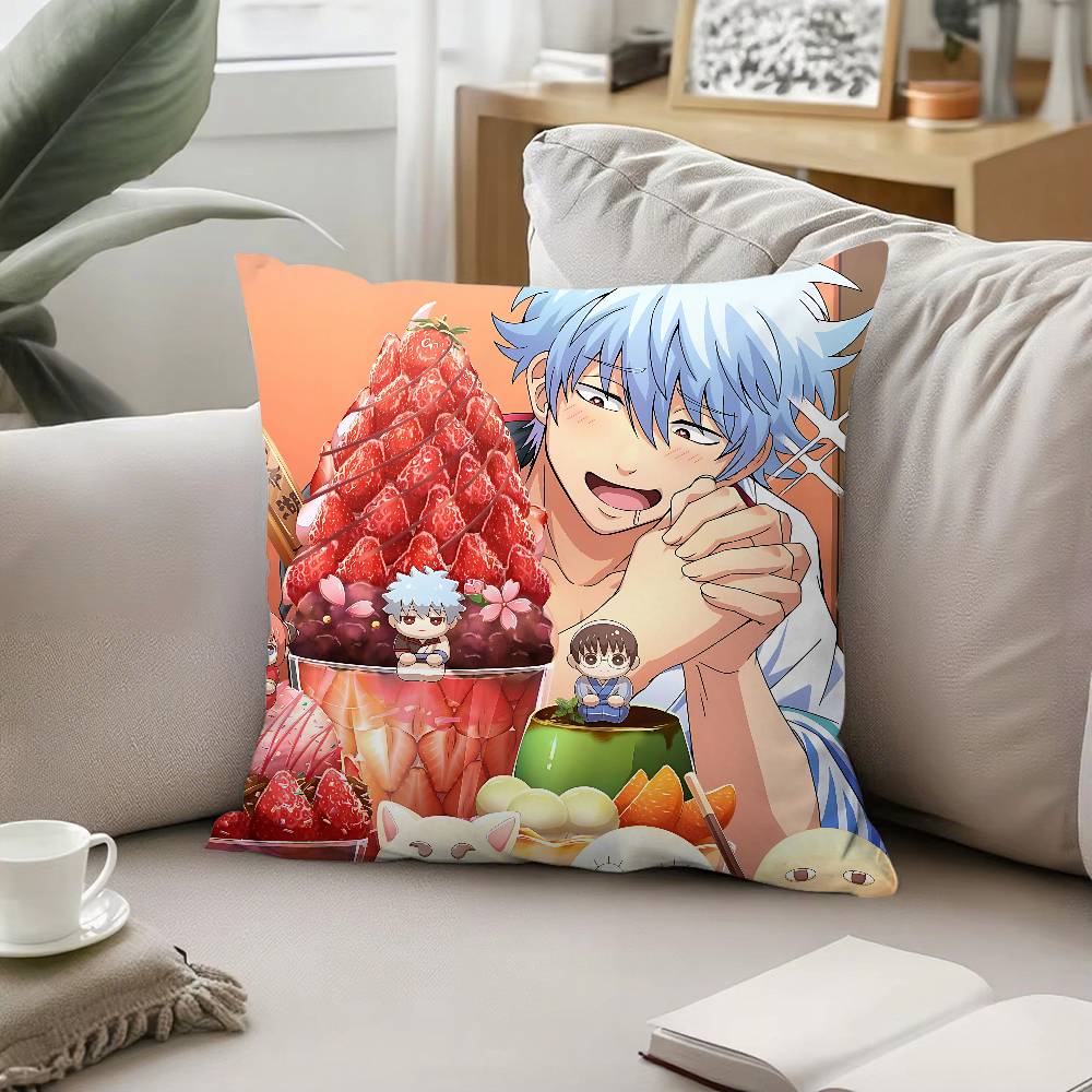 Anime GGintama Pillow Case Sofa And Living Room Decorative Cushion Covers Dustproof And Miteproof Invisible Zipper