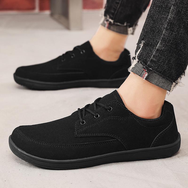 Men's Small Leather Shoes Low-top Walking Shoes Wide Feet Outdoor Casual Classic Board Shoes Versatile Wear-resistant Cloth Shoes Breathable Men's