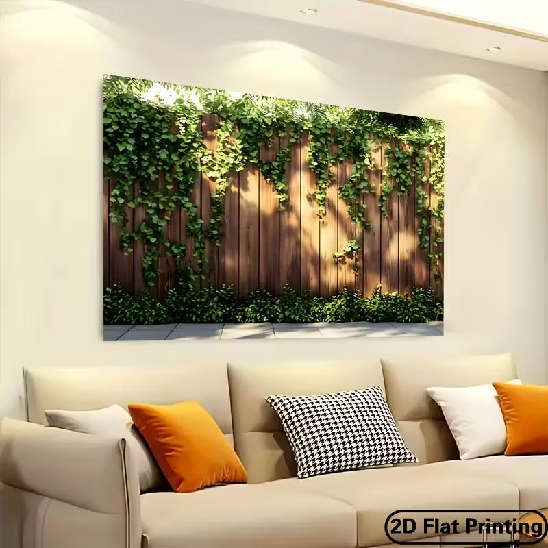 2D Outdoor Garden Fence Backdrop Sunlit Ivy Vines Photo Booth Background
