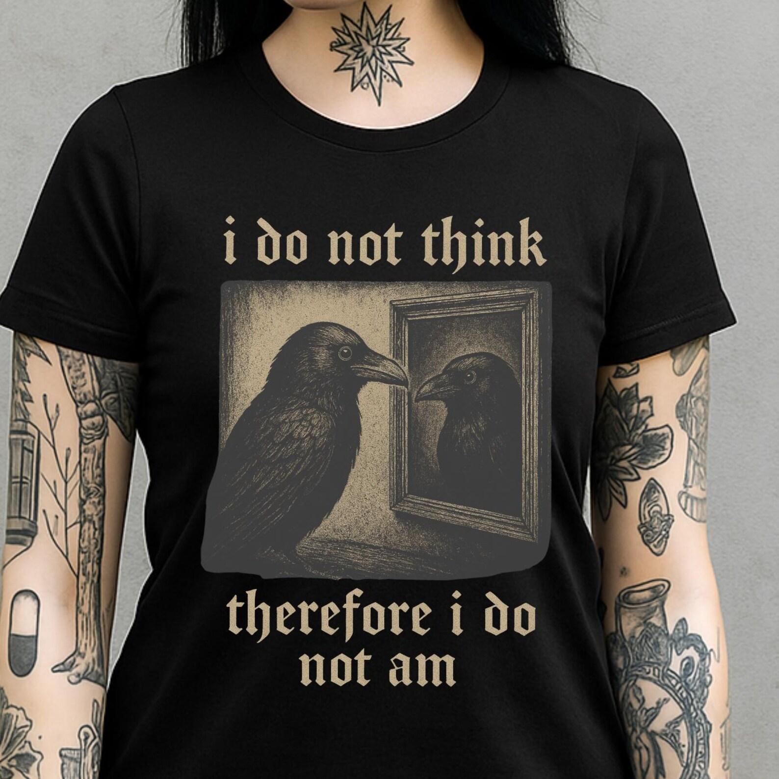 Gothic Raven Mirror T-Shirt • Vintage Dark Humor Graphic Tee XL