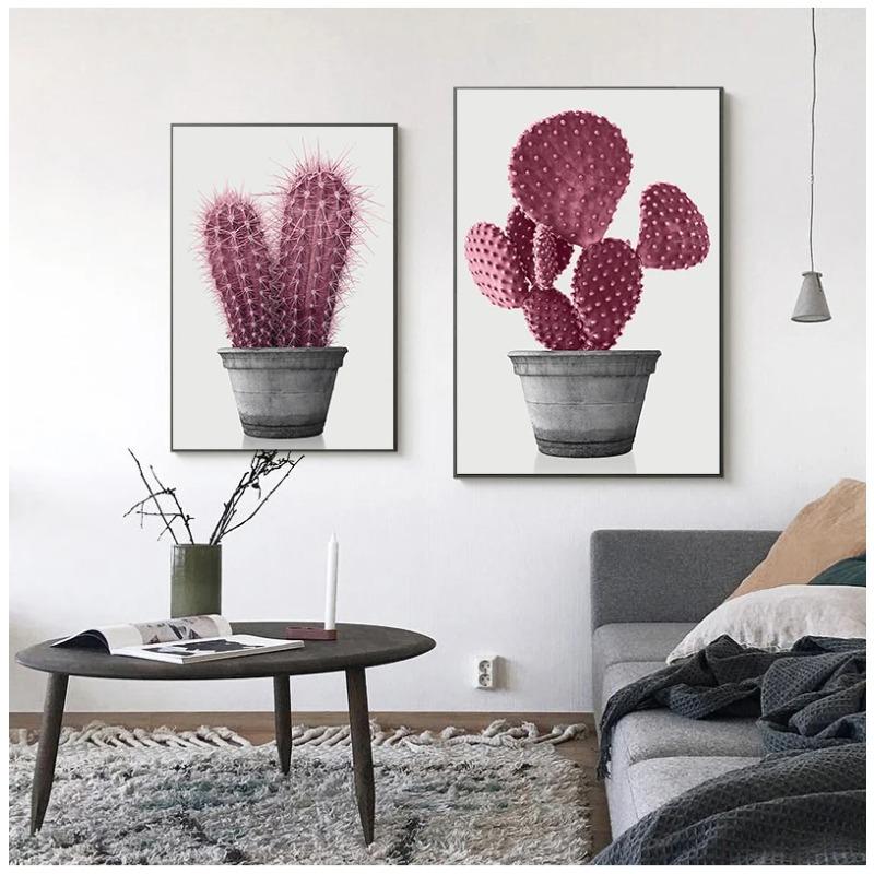 Nordic Pink Pineapple Painting Wall Pictures Home Decoration Posters And Prints Cactus Pot Plant Art Canvas Paintings No Frame