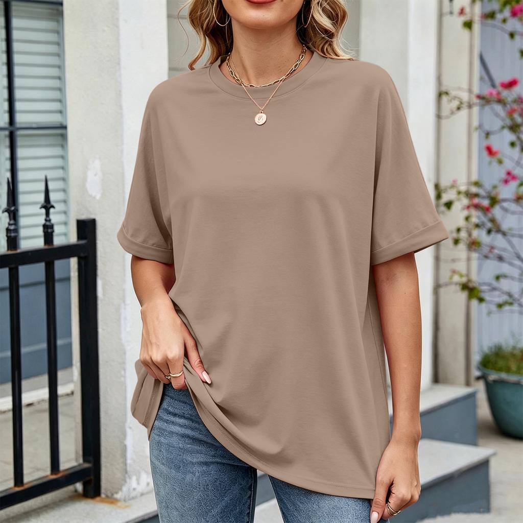 Women Loose Fit Casual Round Neck Short Sleeve T Shirt Lightweight Comfortable Summer Top