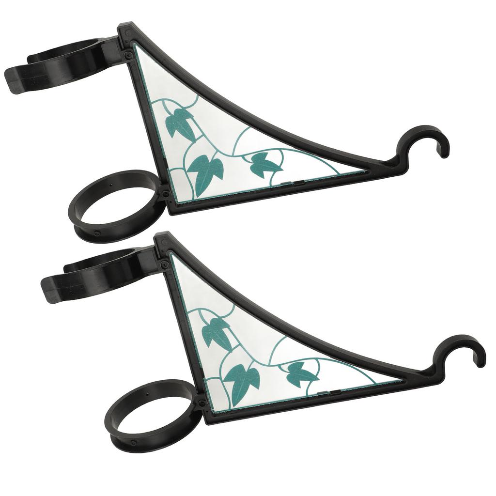 2pcs Fence Post Hanger Green Leaf Pattern Plastic Hanging Plants Bracket for Bird Feeder Lantern