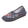 Womens Comfortable Flat Slip-On Shoes With Floral Embroidery Non-Slip Rubber Sole Cotton Upper Insole